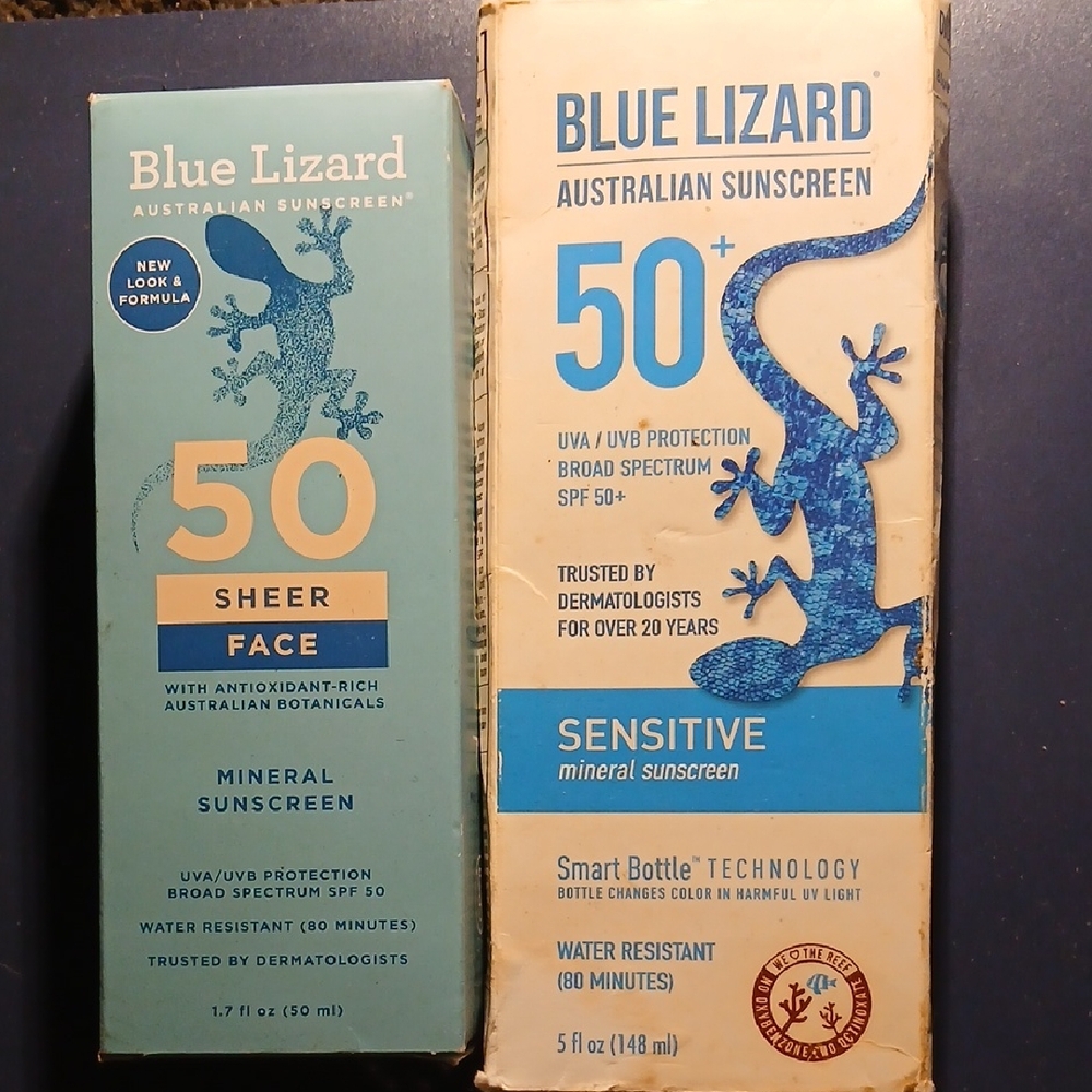 BLUE LIZARD SPF 50 SENSITIVE MINERAL SUNSCREEN & SHEER FACE MINERAL SUNSCREEN